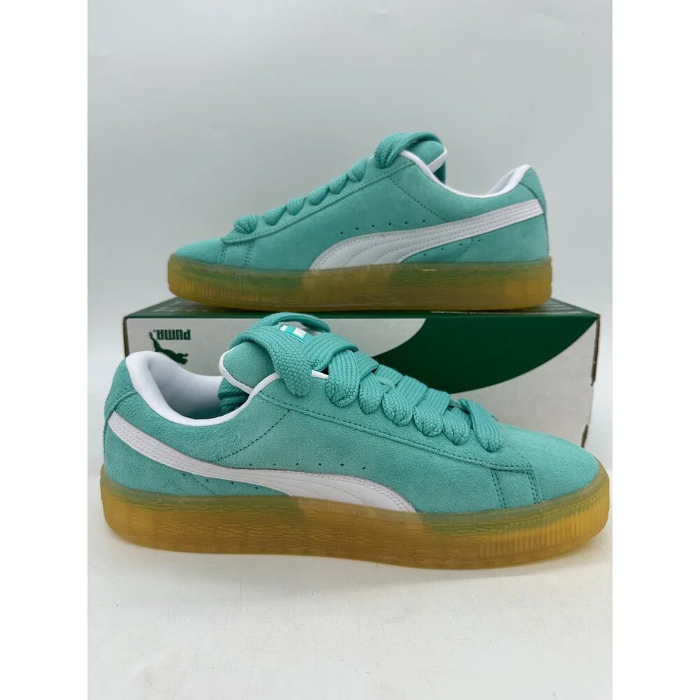 Puma Suede XL Men's Size 10.5 Aqua Blue White Athletic Shoes 395205 53